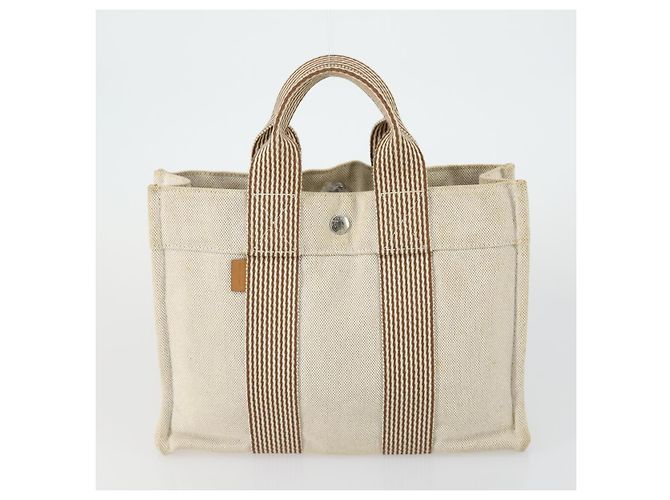 Hermès Borsa HERMES in tela 2 Set Nero Beige Chiaro Auth 151314 - vista 3