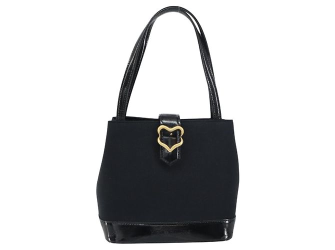 SAINT LAURENT Borsa a mano in tela pelle nera oro Auth 156805 Nero D'oro - vista 13