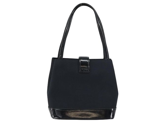 SAINT LAURENT Borsa a mano in tela pelle nera oro Auth 156805 Nero D'oro - vista 2