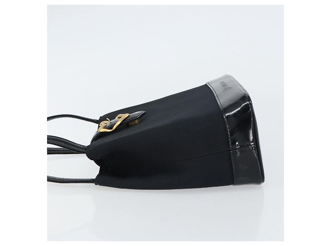 SAINT LAURENT Borsa a mano in tela pelle nera oro Auth 156805 Nero D'oro - vista 4