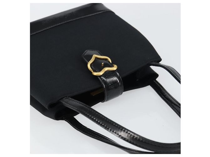 SAINT LAURENT Borsa a mano in tela pelle nera oro Auth 156805 Nero D'oro - vista 6