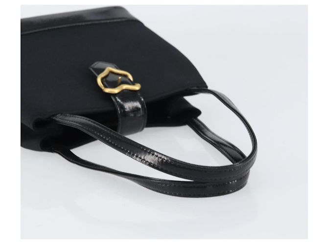 SAINT LAURENT Borsa a mano in tela pelle nera oro Auth 156805 Nero D'oro - vista 7