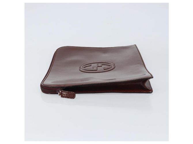 Borsa a mano Gucci in smalto marrone Auth ep12432 - vista 4