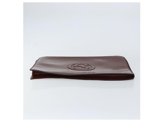 Borsa a mano Gucci in smalto marrone Auth ep12432 - vista 6