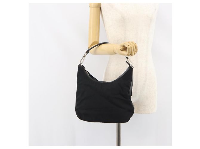 Borsa a mano GUCCI in nylon smaltato nero e argento 000 0602 3754 Auth ep12353 - vista 22