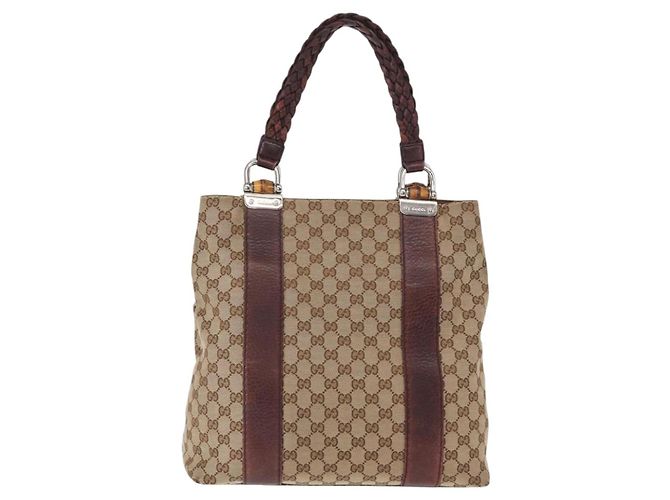 Bamboo GUCCI GG Canvas Bambus Tote Bag Beige Silber 232946 Auth ep12263 - Ansicht 2