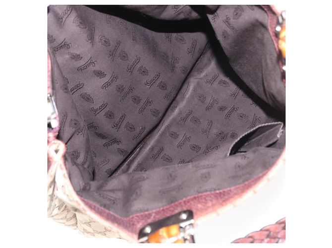 Bamboo GUCCI GG Canvas Bambus Tote Bag Beige Silber 232946 Auth ep12263 - Ansicht 20