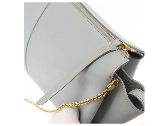 Céline Borsa a spalla trifold CELINE in pelle grigia e oro Auth BA9180 Marrone D'oro - vista 10