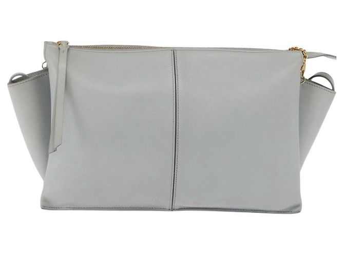 Céline Borsa a spalla trifold CELINE in pelle grigia e oro Auth BA9180 Marrone D'oro - vista 13