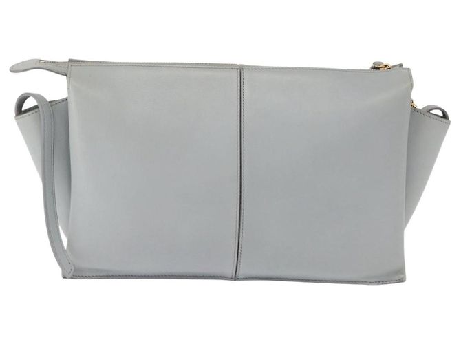 Céline Borsa a spalla trifold CELINE in pelle grigia e oro Auth BA9180 Marrone D'oro - vista 2