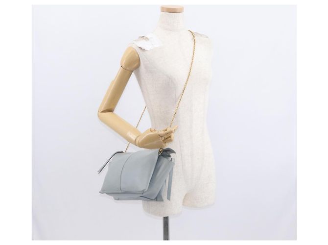 Céline Borsa a spalla trifold CELINE in pelle grigia e oro Auth BA9180 Marrone D'oro - vista 23