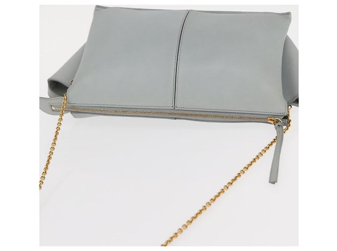 Céline Borsa a spalla trifold CELINE in pelle grigia e oro Auth BA9180 Marrone D'oro - vista 6