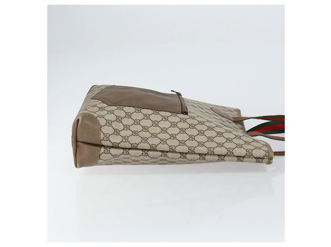 Borsa tote in PVC beige e rosso della linea Sherry GG Supreme di GUCCI Auth ep12381 - vista 3