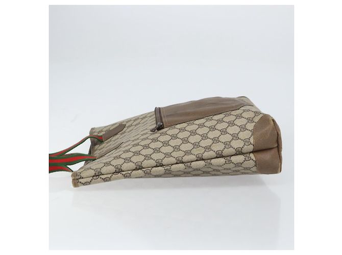Borsa tote in PVC beige e rosso della linea Sherry GG Supreme di GUCCI Auth ep12381 - vista 4