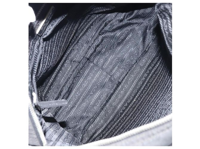 Borsa a Spalla PRADA Nylon Argento Nero Auth ep12391 - vista 11