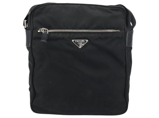 Borsa a Spalla PRADA Nylon Argento Nero Auth ep12391 - vista 13