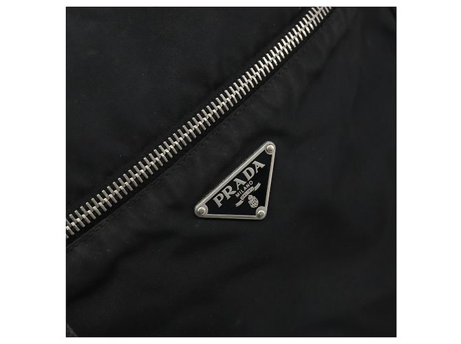 Borsa a Spalla PRADA Nylon Argento Nero Auth ep12391 - vista 17