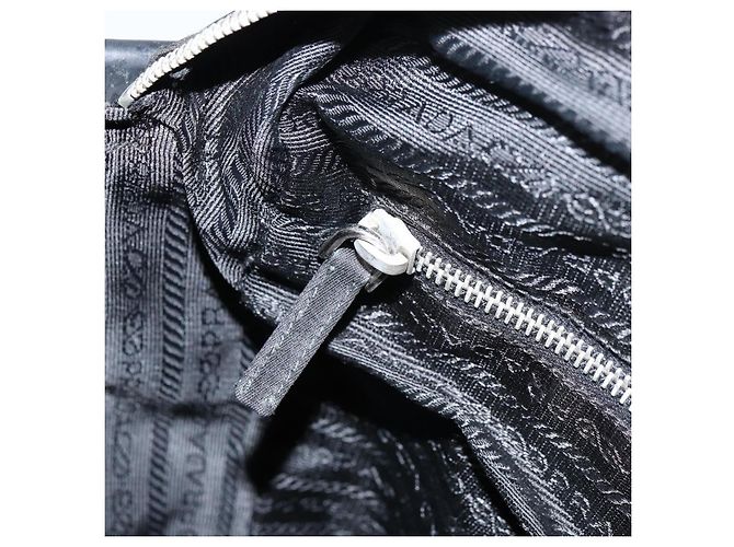 Borsa a Spalla PRADA Nylon Argento Nero Auth ep12391 - vista 21