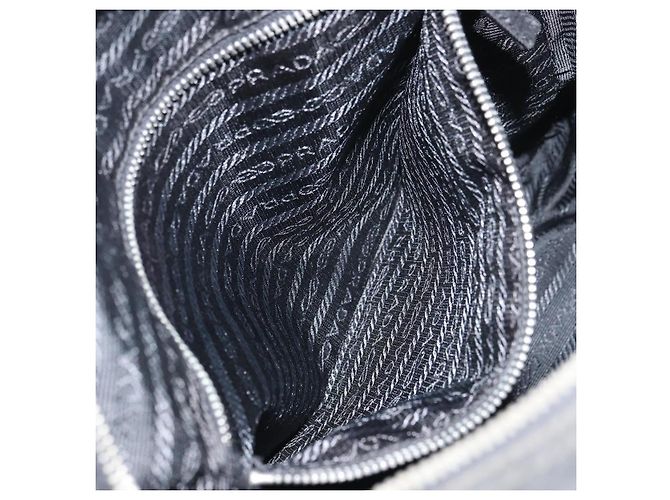 Borsa a Spalla PRADA Nylon Argento Nero Auth ep12391 - vista 22