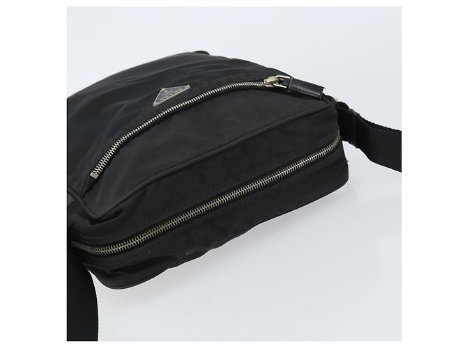 Borsa a Spalla PRADA Nylon Argento Nero Auth ep12391 - vista 6