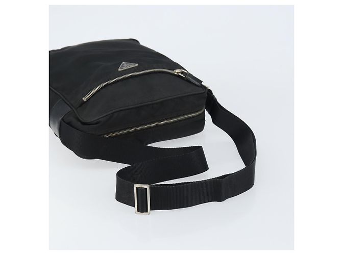 Borsa a Spalla PRADA Nylon Argento Nero Auth ep12391 - vista 7