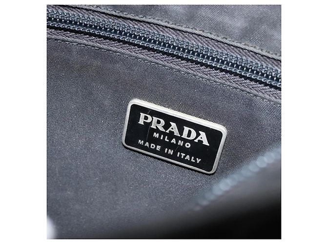 Borsa a Spalla PRADA Nylon Argento Nero Auth ep12326 - vista 18