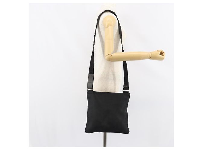 Borsa a Spalla PRADA Nylon Argento Nero Auth ep12326 - vista 23