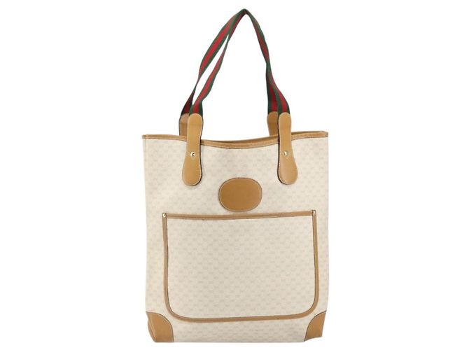 GUCCI Micro GG Supreme Web Sherry Line Tasche aus PVC Weiß 002 904 0223 Auth ep12306 Rot Golden - Ansicht 13
