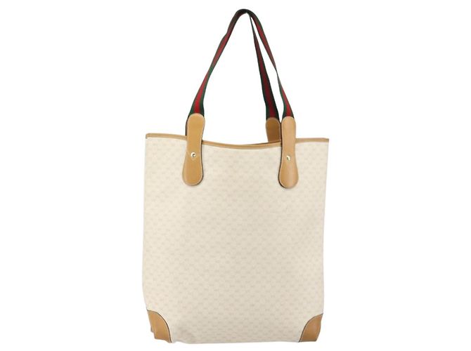 GUCCI Micro GG Supreme Web Sherry Line Tasche aus PVC Weiß 002 904 0223 Auth ep12306 Rot Golden - Ansicht 2