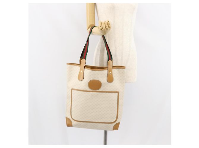 GUCCI Micro GG Supreme Web Sherry Line Tasche aus PVC Weiß 002 904 0223 Auth ep12306 Rot Golden - Ansicht 21