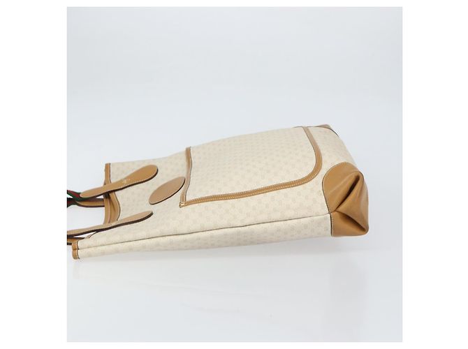 GUCCI Micro GG Supreme Web Sherry Line Tasche aus PVC Weiß 002 904 0223 Auth ep12306 Rot Golden - Ansicht 4