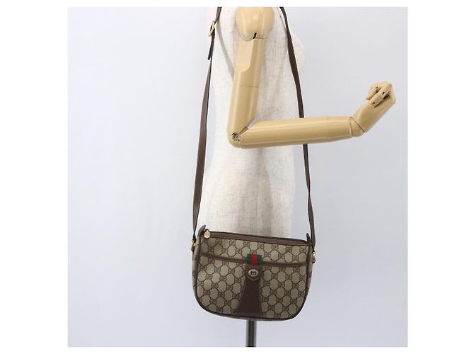 Borsa Sherry Line GG Supreme Web di GUCCI in PVC beige e oro 89 02 032 Auth 158797 D'oro - vista 23