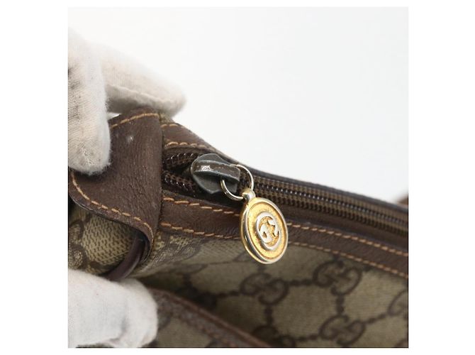 Borsa Sherry Line GG Supreme Web di GUCCI in PVC beige e oro 89 02 032 Auth 158797 D'oro - vista 9