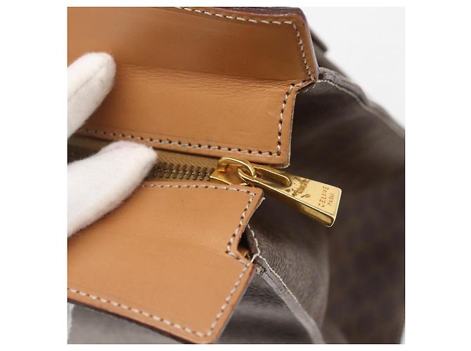 Céline Borsa tote in tela Macadam CELINE in pelle PVC marrone oro Auth ka860 D'oro - vista 10
