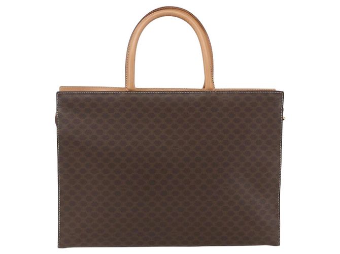 Céline Borsa tote in tela Macadam CELINE in pelle PVC marrone oro Auth ka860 D'oro - vista 2