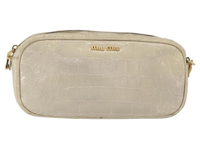 Borsa a Spalla Miu Miu in Pelle Beige Chiaro Dorato Auth ka871 D'oro - vista 13