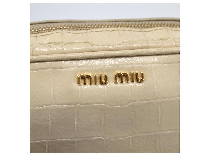 Borsa a Spalla Miu Miu in Pelle Beige Chiaro Dorato Auth ka871 D'oro - vista 17
