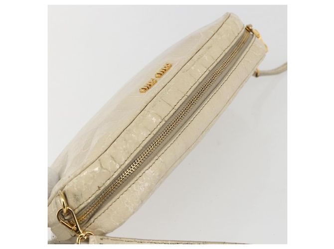 Borsa a Spalla Miu Miu in Pelle Beige Chiaro Dorato Auth ka871 D'oro - vista 6
