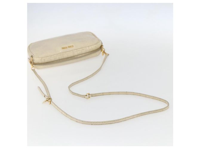 Borsa a Spalla Miu Miu in Pelle Beige Chiaro Dorato Auth ka871 D'oro - vista 7