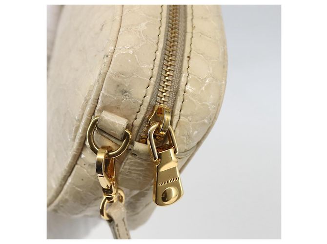Borsa a Spalla Miu Miu in Pelle Beige Chiaro Dorato Auth ka871 D'oro - vista 9