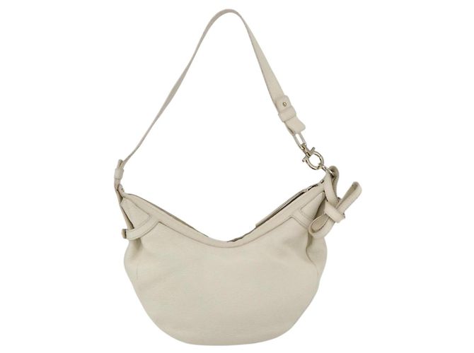 Borsa a Spalla Salvatore Ferragamo in Pelle Beige Oro Auth ka894 D'oro - vista 13