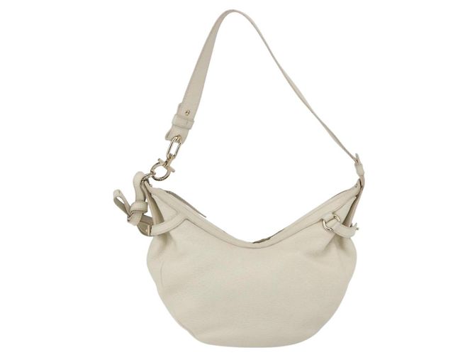 Borsa a Spalla Salvatore Ferragamo in Pelle Beige Oro Auth ka894 D'oro - vista 2