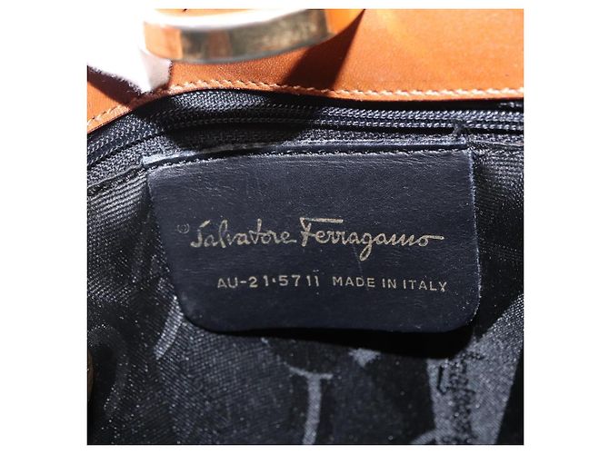 Borsa a Spalla Salvatore Ferragamo in Tela Marrone Oro Auth 151697 D'oro - vista 12
