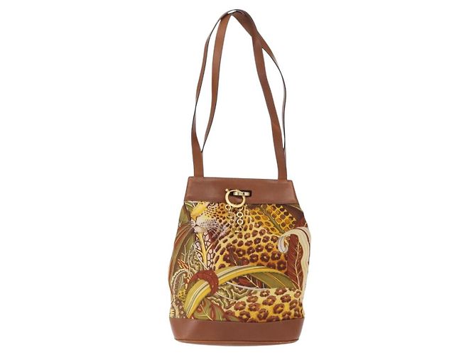 Borsa a Spalla Salvatore Ferragamo in Tela Marrone Oro Auth 151697 D'oro - vista 13