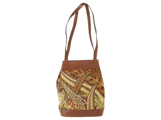 Borsa a Spalla Salvatore Ferragamo in Tela Marrone Oro Auth 151697 D'oro - vista 2