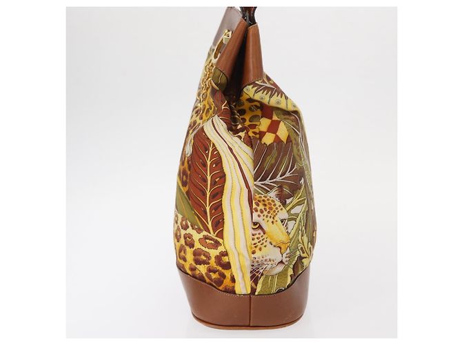 Borsa a Spalla Salvatore Ferragamo in Tela Marrone Oro Auth 151697 D'oro - vista 3
