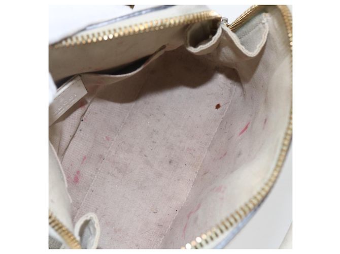 Gucci Borsa GG Supreme Horsebit in PVC 2way Beige Bianco oro 640716 Auth gh1419 - vista 10