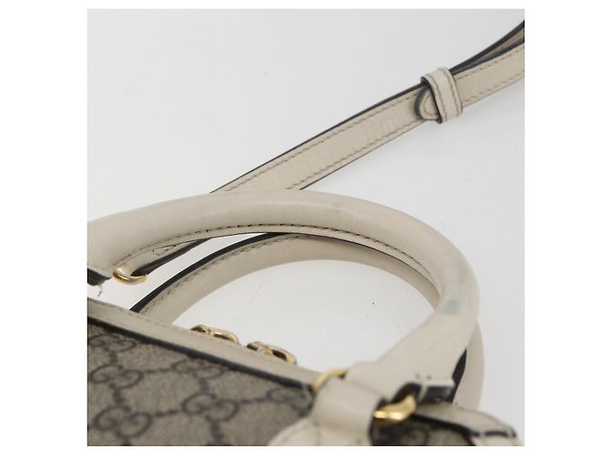 Gucci Borsa GG Supreme Horsebit in PVC 2way Beige Bianco oro 640716 Auth gh1419 - vista 14