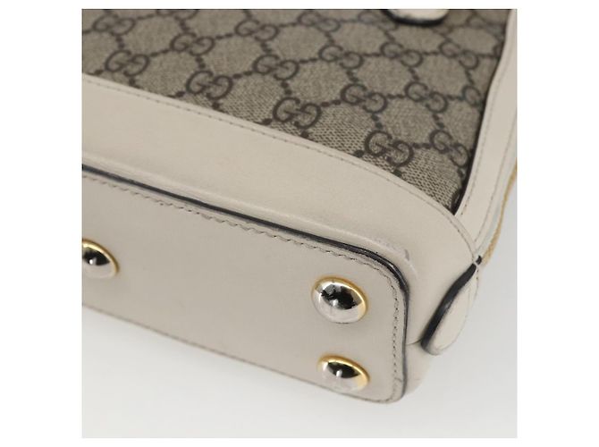 Gucci Borsa GG Supreme Horsebit in PVC 2way Beige Bianco oro 640716 Auth gh1419 - vista 17