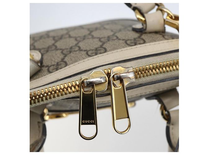 Gucci Borsa GG Supreme Horsebit in PVC 2way Beige Bianco oro 640716 Auth gh1419 - vista 19
